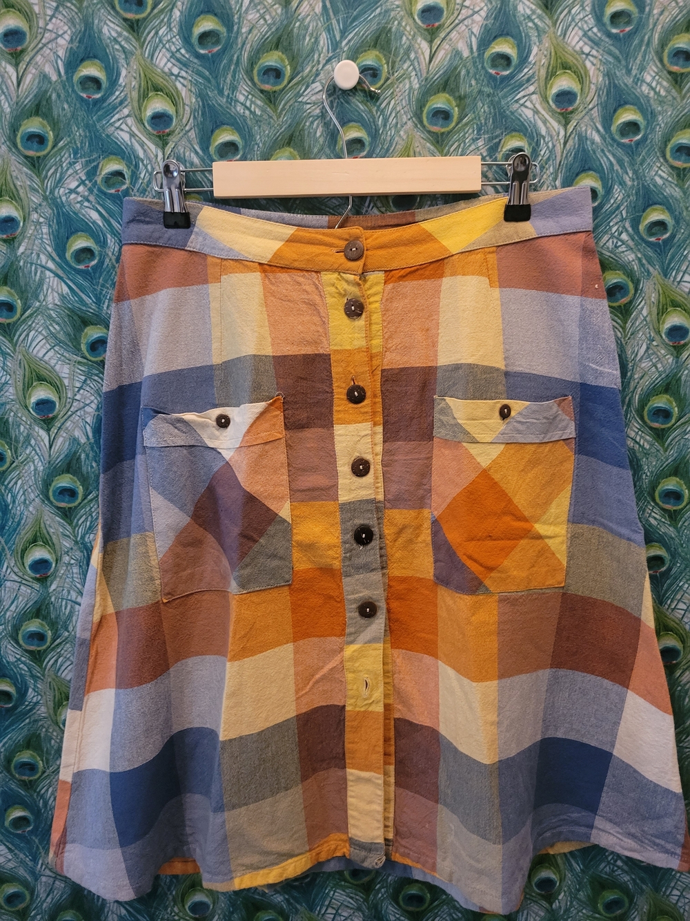 Mata Traders Multicolor Plaid Button-Front A-Line Skirt